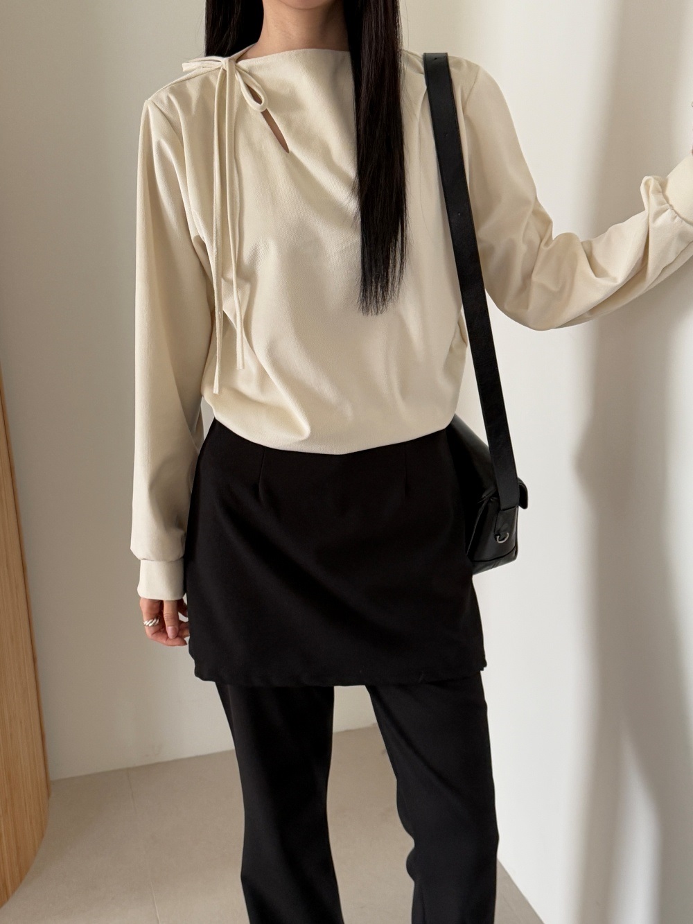 リボン長袖カラーブラウス | 詳細画像3