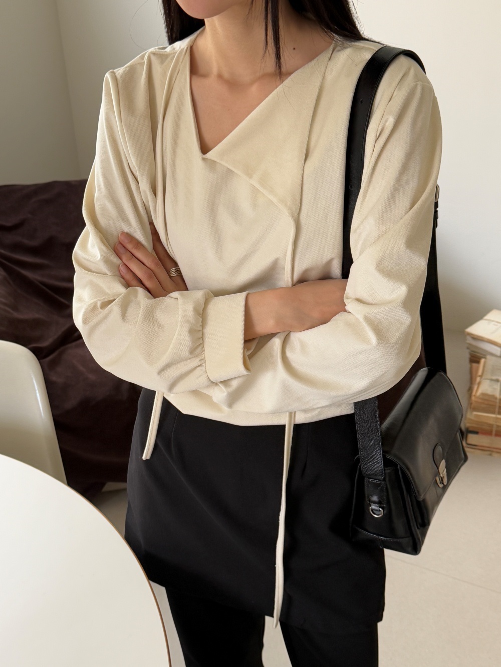 リボン長袖カラーブラウス | 詳細画像15