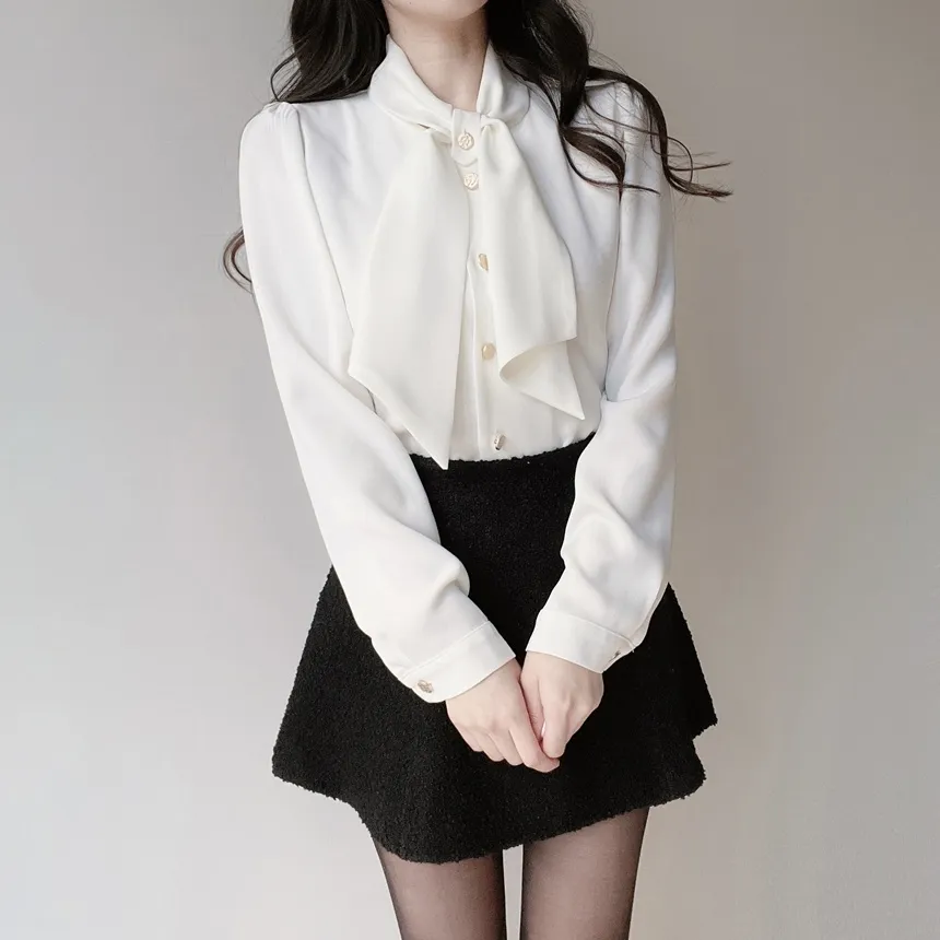 ボウタイ長袖ブラウス | mirangmirang | 詳細画像3