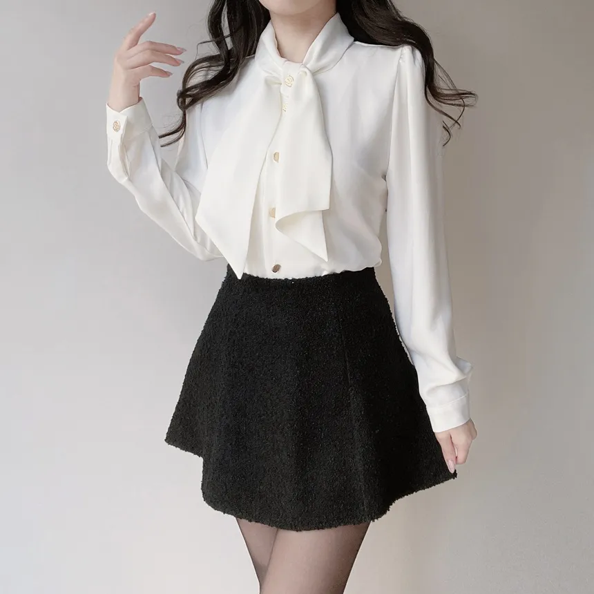 ボウタイ長袖ブラウス | mirangmirang | 詳細画像4