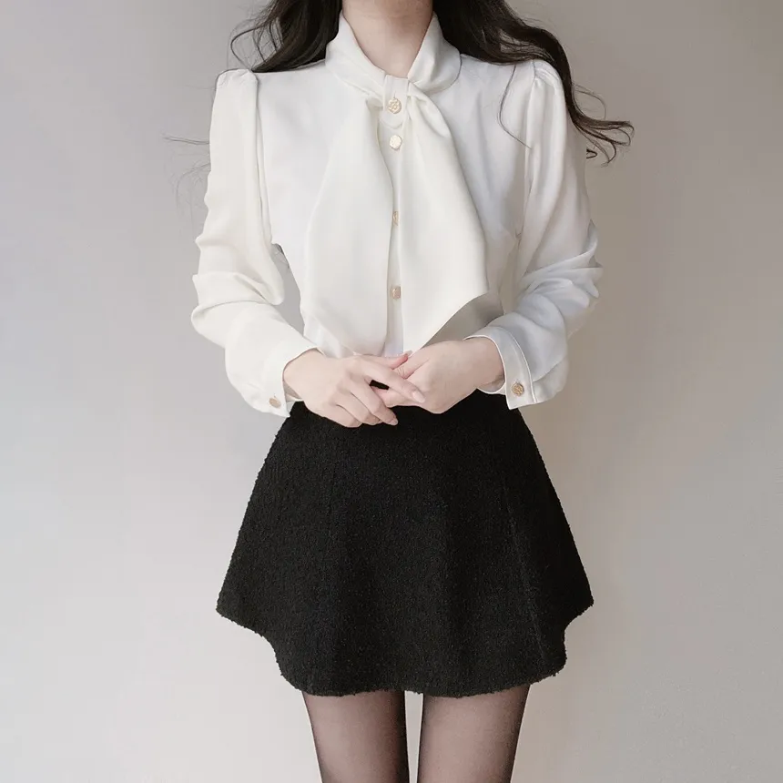 ボウタイ長袖ブラウス | mirangmirang | 詳細画像6