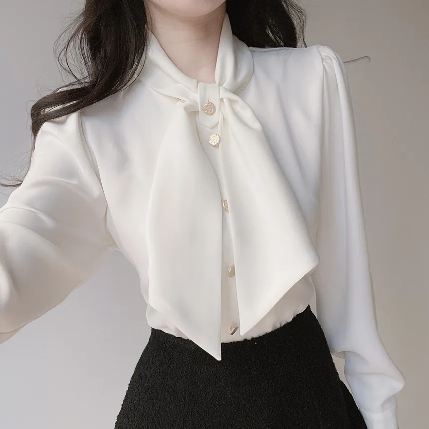 ボウタイ長袖ブラウス | mirangmirang | 詳細画像7