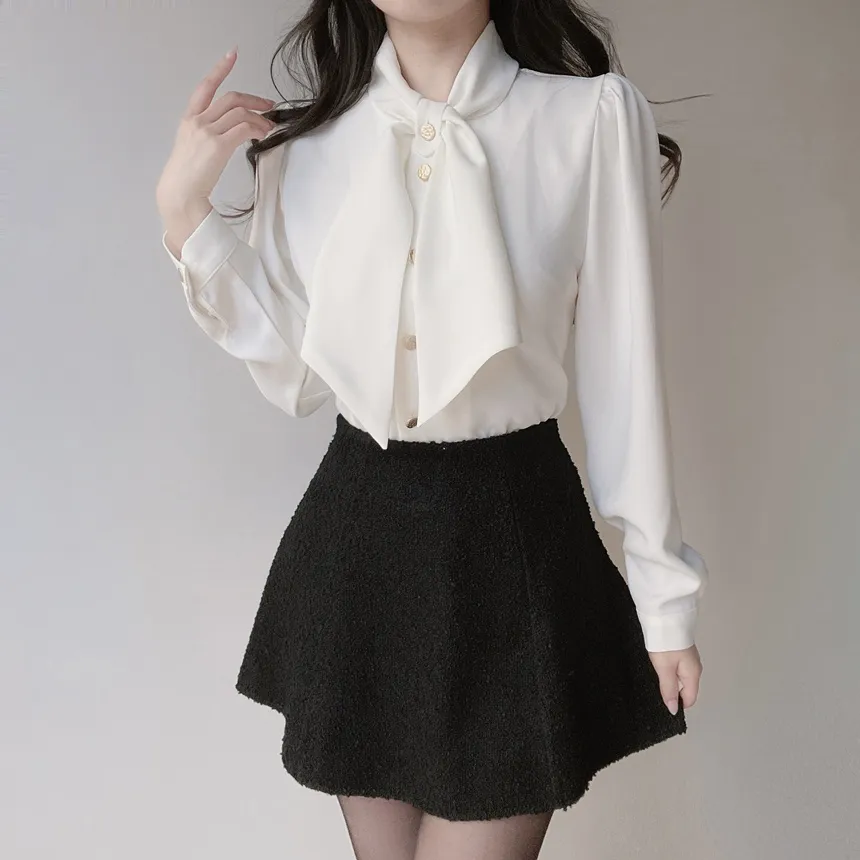 ボウタイ長袖ブラウス | mirangmirang | 詳細画像8