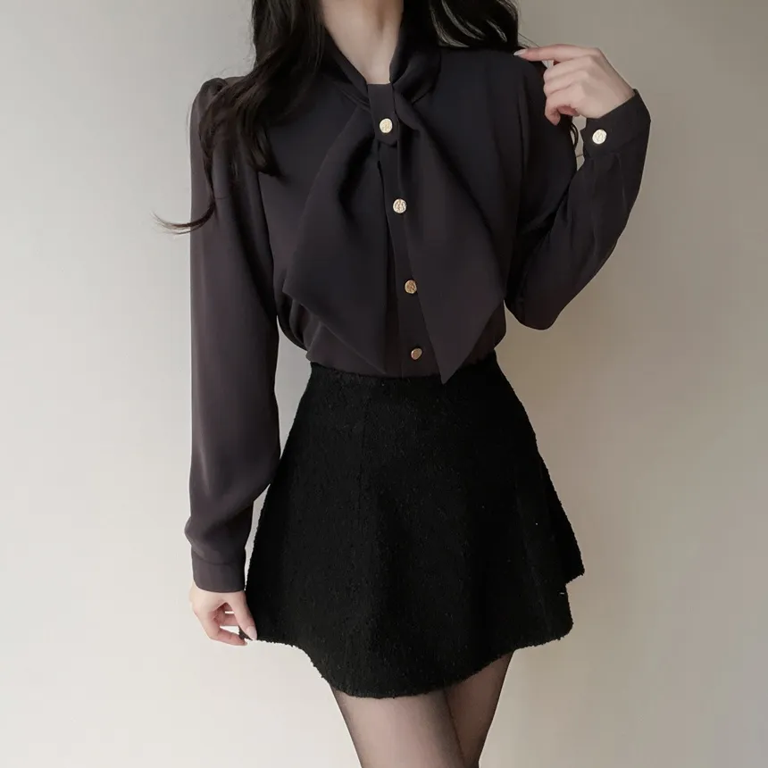 ボウタイ長袖ブラウス | mirangmirang | 詳細画像9