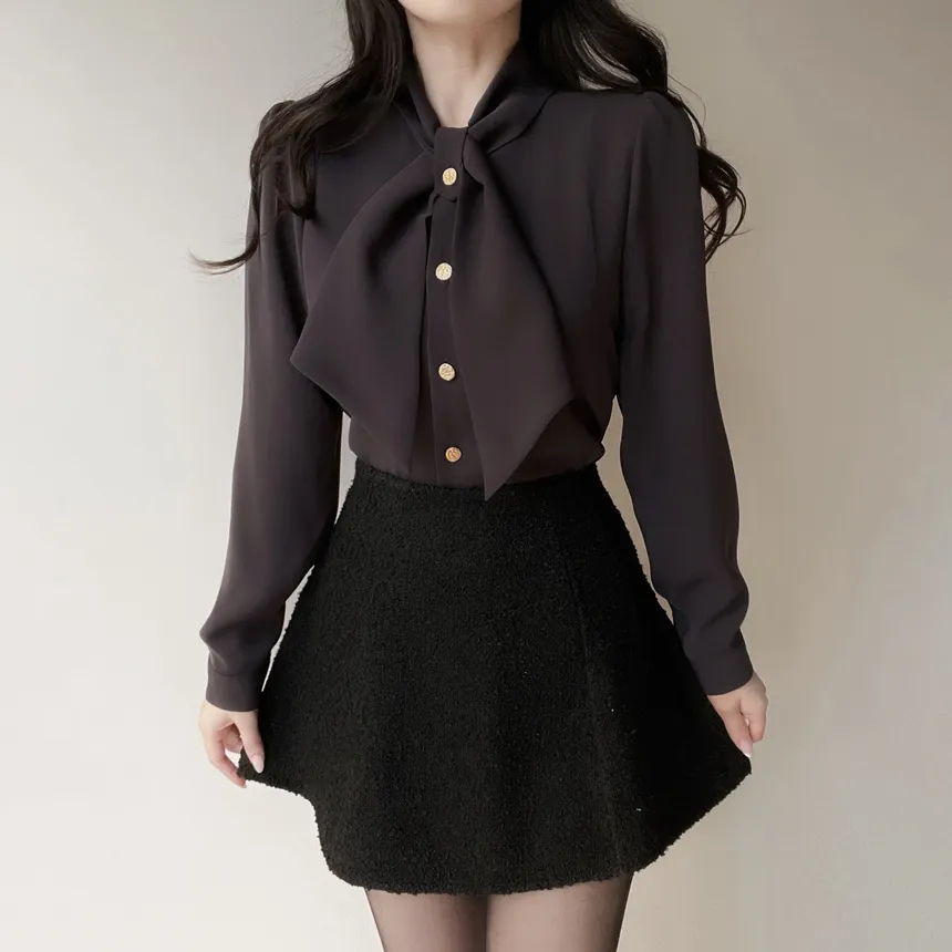 ボウタイ長袖ブラウス | mirangmirang | 詳細画像10