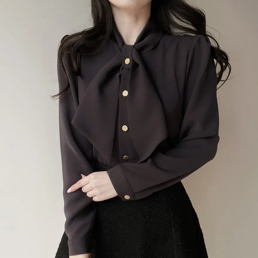 ボウタイ長袖ブラウス | mirangmirang | 詳細画像11