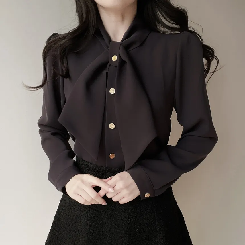 ボウタイ長袖ブラウス | mirangmirang | 詳細画像12