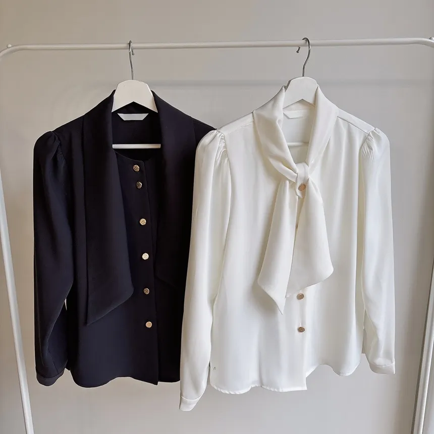 ボウタイ長袖ブラウス | mirangmirang | 詳細画像17