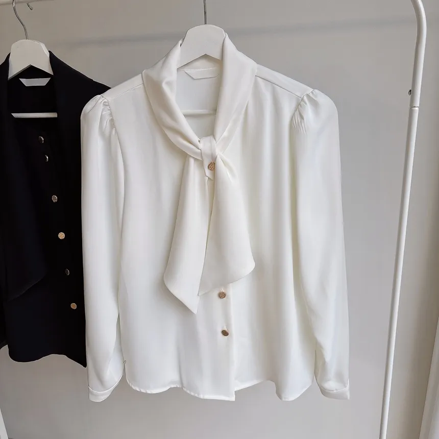 ボウタイ長袖ブラウス | mirangmirang | 詳細画像18