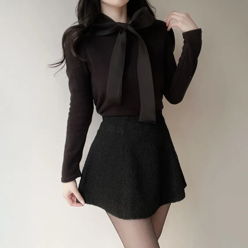 オーガンジーニットリボンブラウス | mirangmirang | 詳細画像9