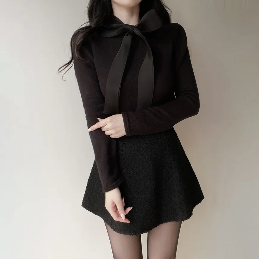 オーガンジーニットリボンブラウス | mirangmirang | 詳細画像10