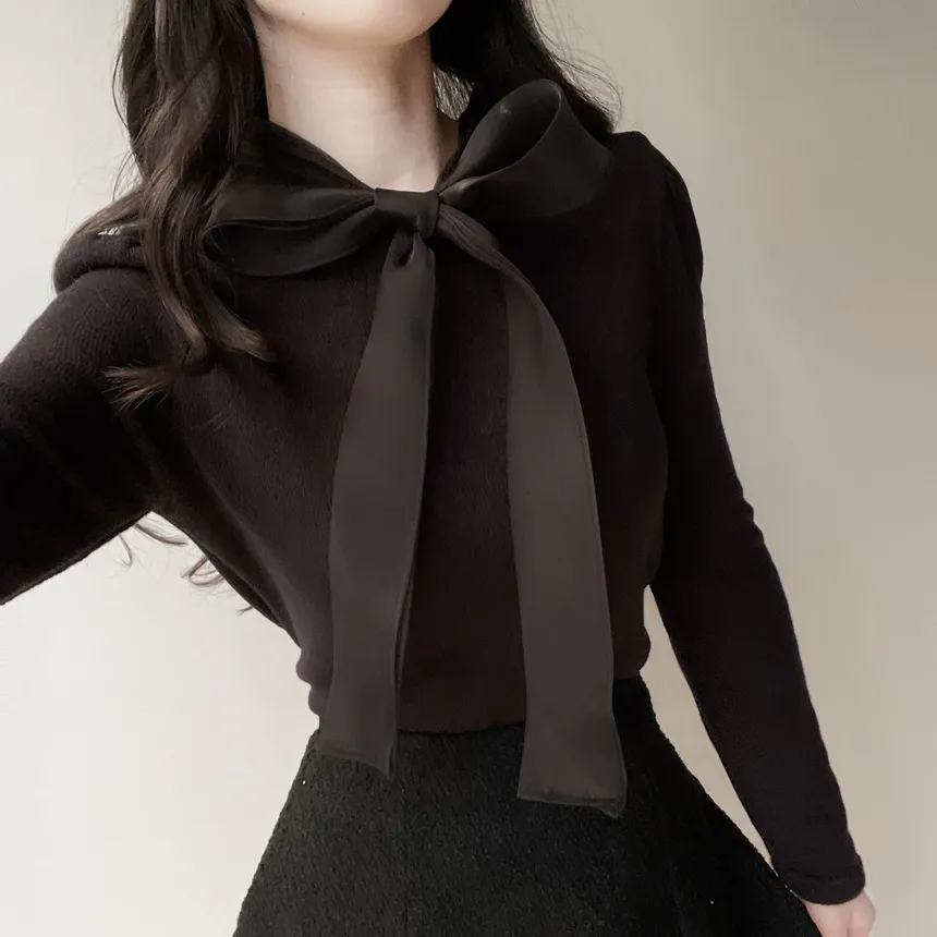 オーガンジーニットリボンブラウス | mirangmirang | 詳細画像12