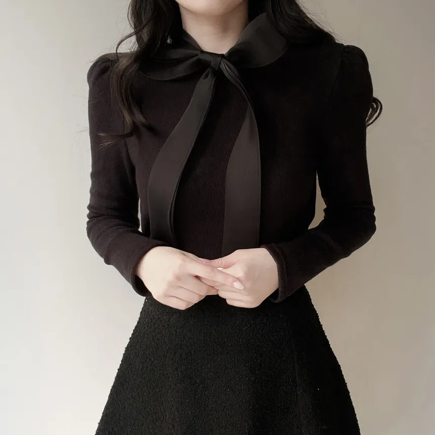 オーガンジーニットリボンブラウス | mirangmirang | 詳細画像13