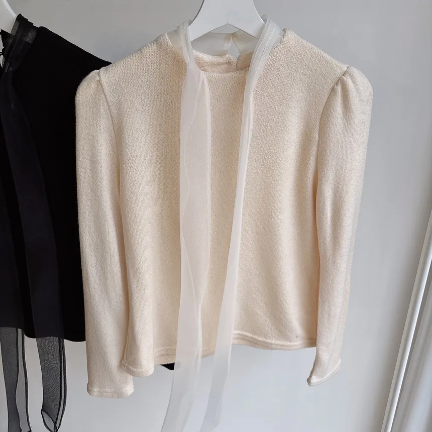 オーガンジーニットリボンブラウス | mirangmirang | 詳細画像15