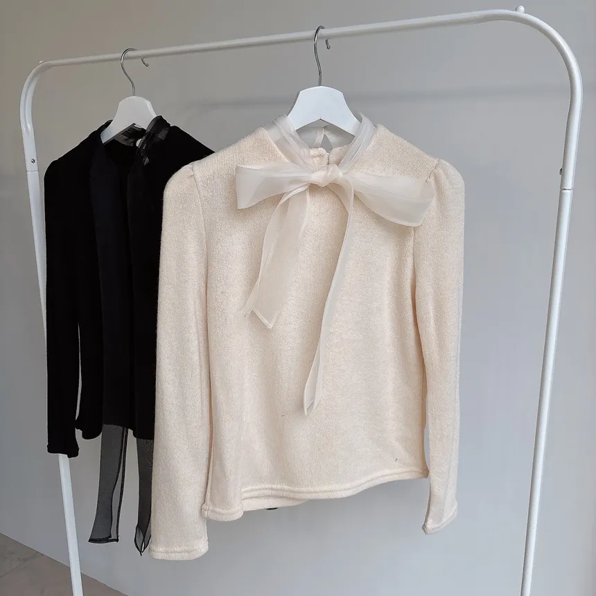 オーガンジーニットリボンブラウス | mirangmirang | 詳細画像16