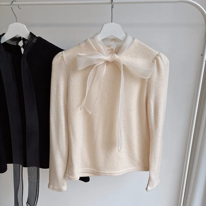 オーガンジーニットリボンブラウス | mirangmirang | 詳細画像17