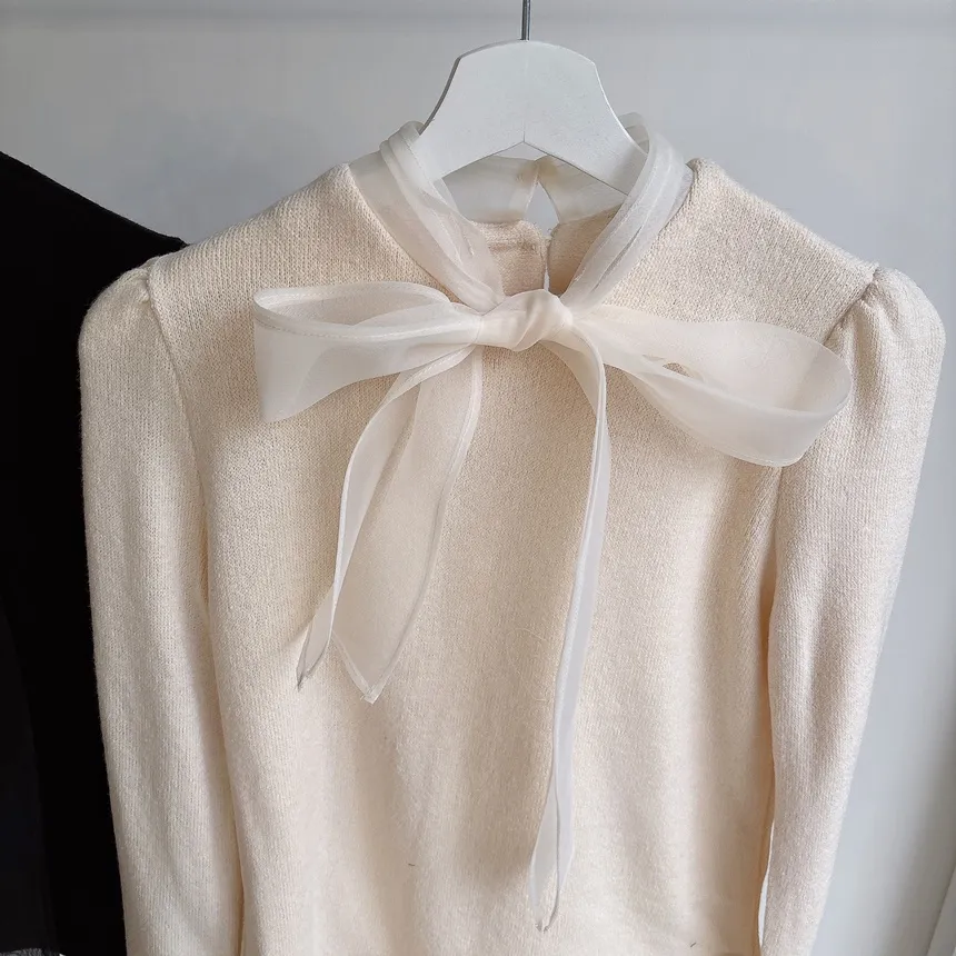 オーガンジーニットリボンブラウス | mirangmirang | 詳細画像18