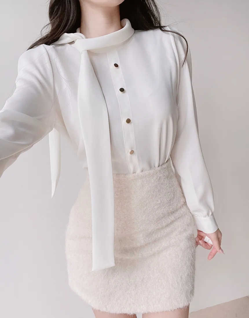 ボウタイフェイクボタンブラウス | mirangmirang | 詳細画像3