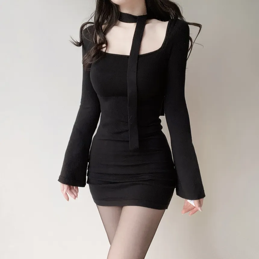 ニットシャーリングミニベルスリーブワンピースストラップ付 | mirangmirang | 詳細画像11