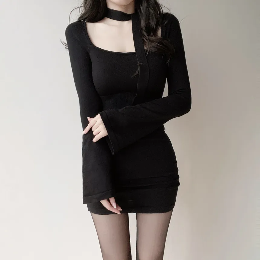 ニットシャーリングミニベルスリーブワンピースストラップ付 | mirangmirang | 詳細画像13