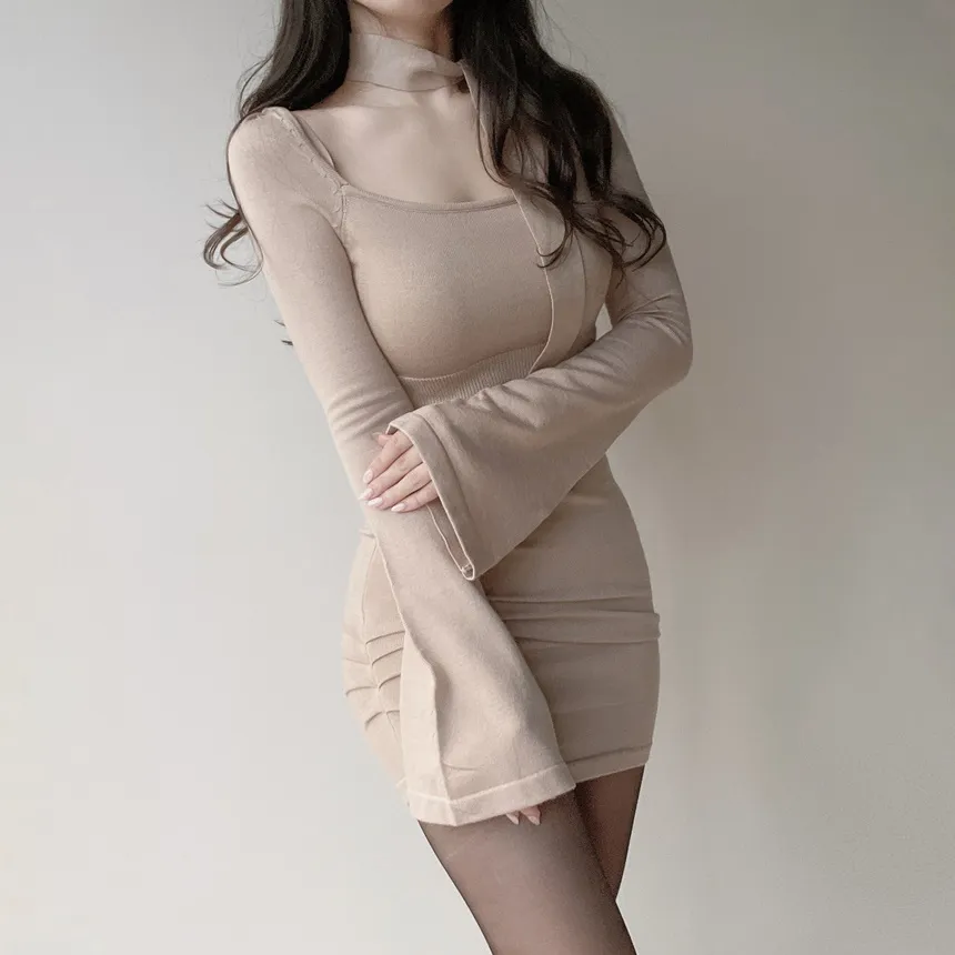 ニットシャーリングミニベルスリーブワンピースストラップ付 | mirangmirang | 詳細画像18