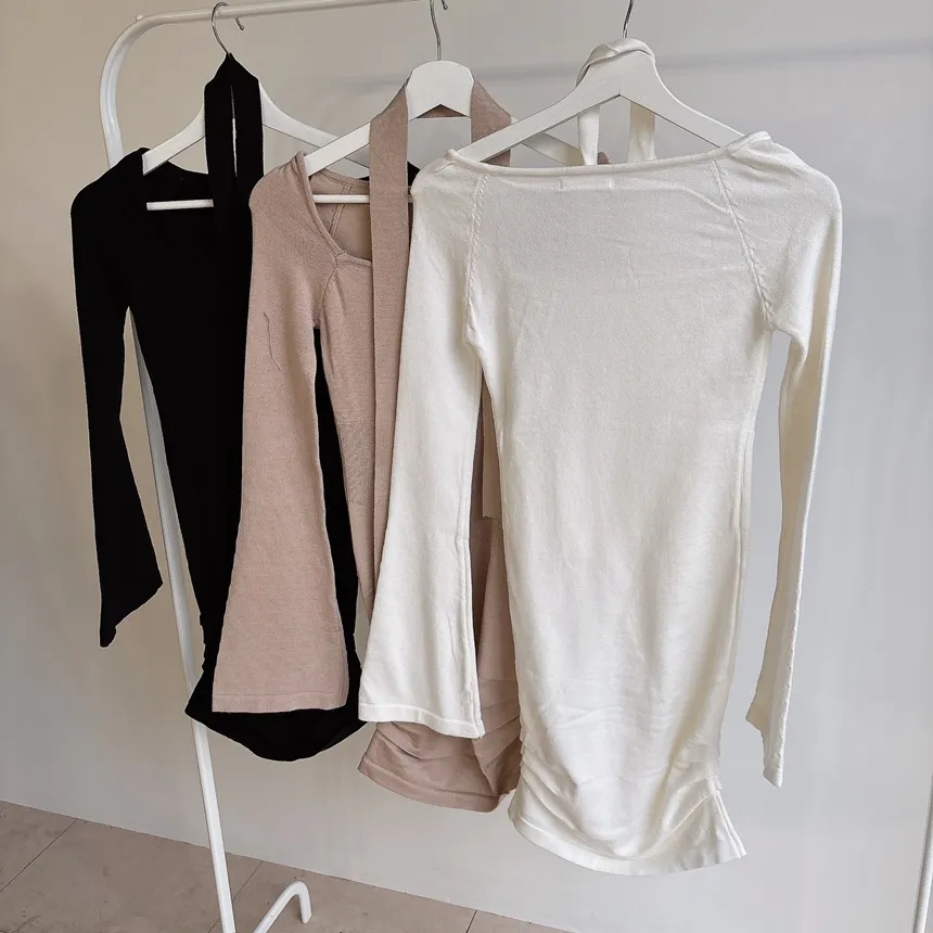 ニットシャーリングミニベルスリーブワンピースストラップ付 | mirangmirang | 詳細画像23