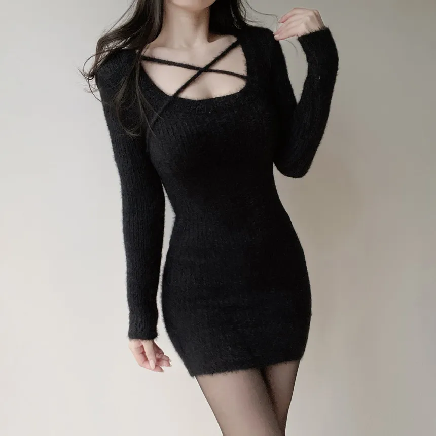 エコファーUネッククロスミニワンピース | mirangmirang | 詳細画像24