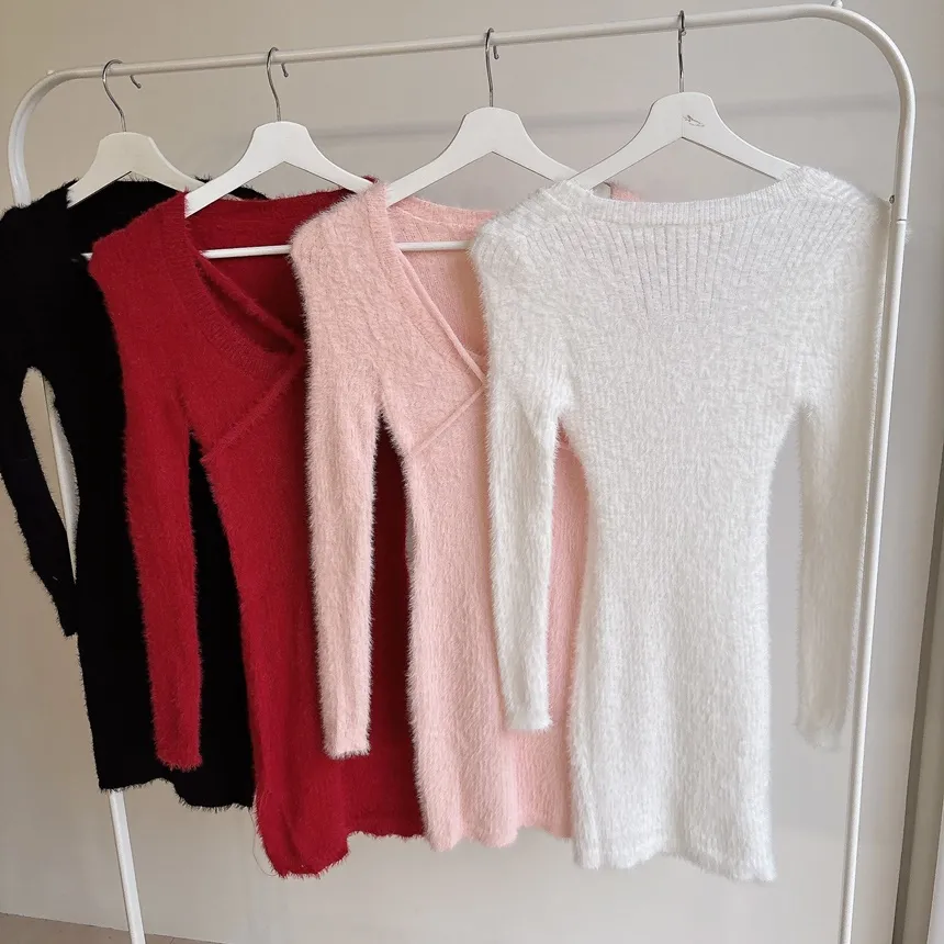 エコファーUネッククロスミニワンピース | mirangmirang | 詳細画像31