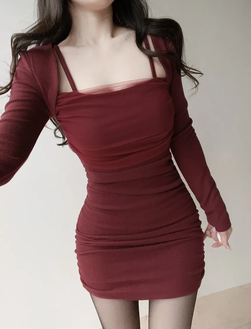 レイヤード風シャーリングミニワンピース | mirangmirang | 詳細画像3