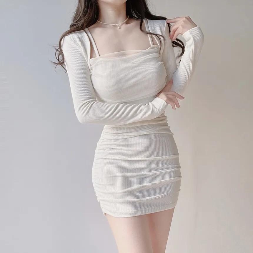 レイヤード風シャーリングミニワンピース | mirangmirang | 詳細画像11