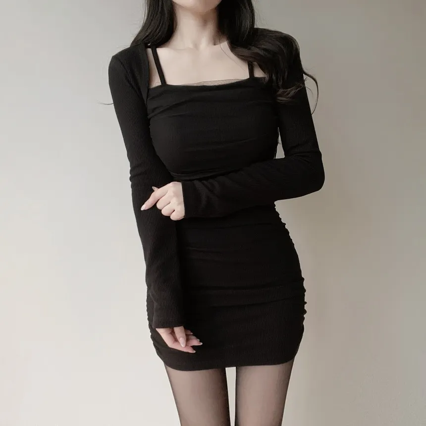 レイヤード風シャーリングミニワンピース | mirangmirang | 詳細画像16