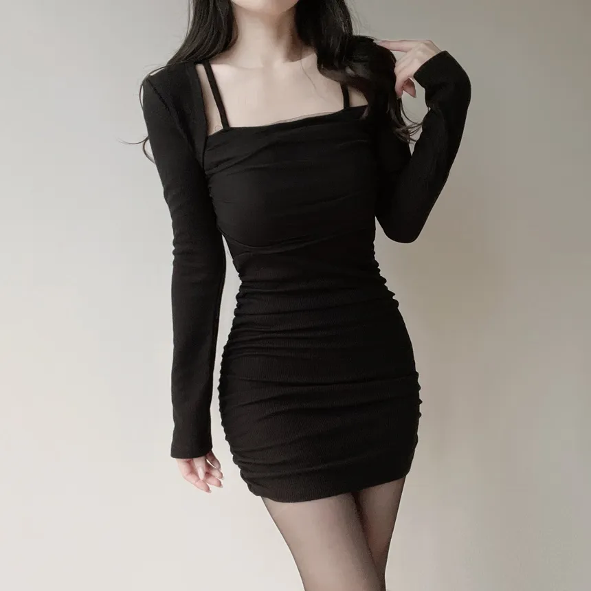 レイヤード風シャーリングミニワンピース | mirangmirang | 詳細画像18