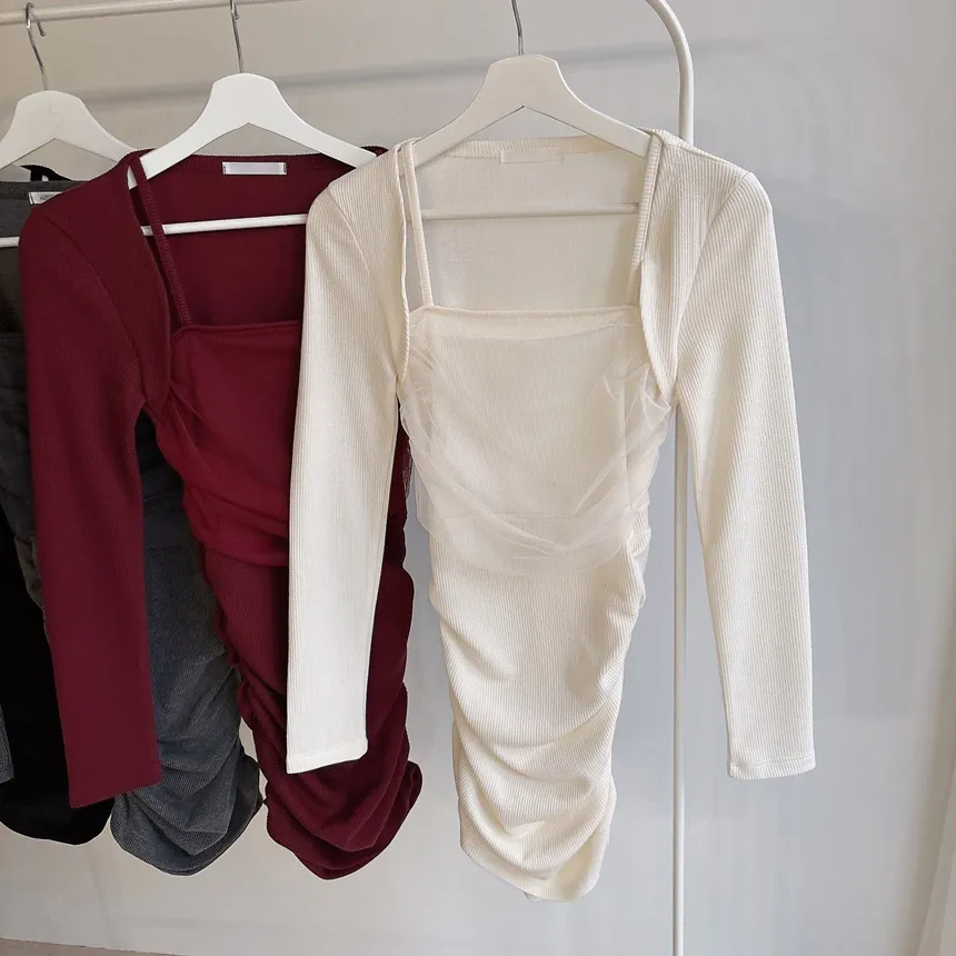 レイヤード風シャーリングミニワンピース | mirangmirang | 詳細画像22