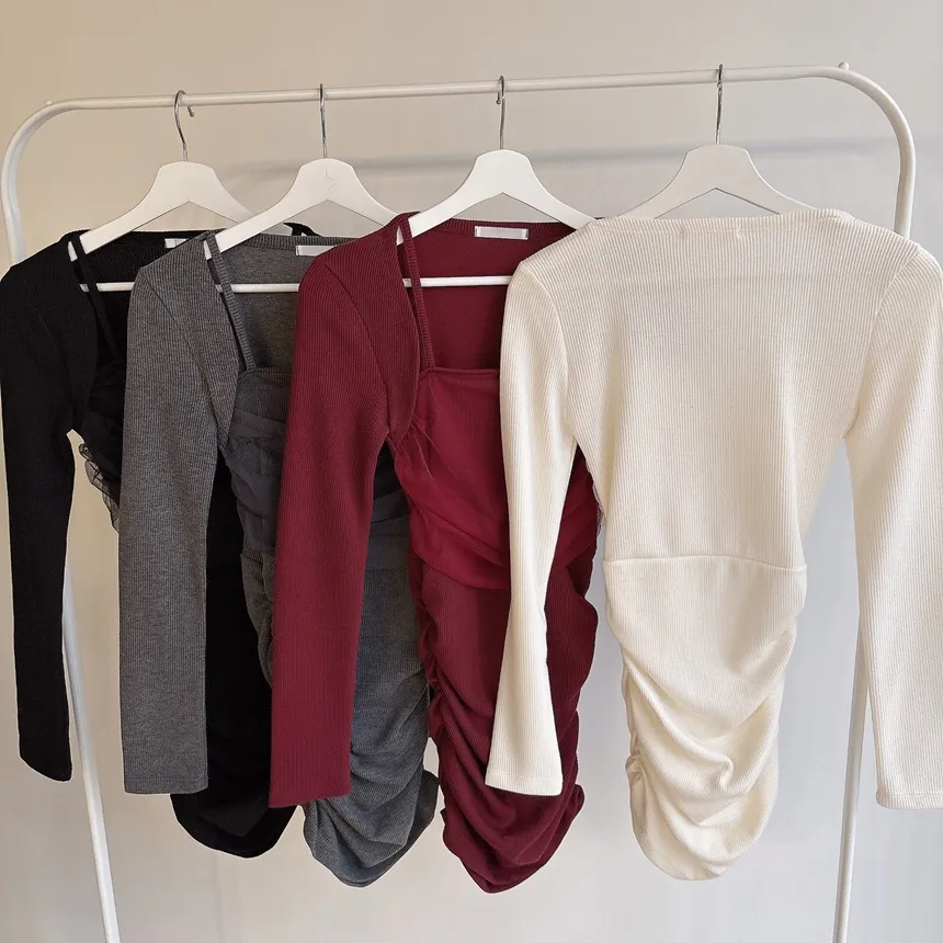 レイヤード風シャーリングミニワンピース | mirangmirang | 詳細画像23