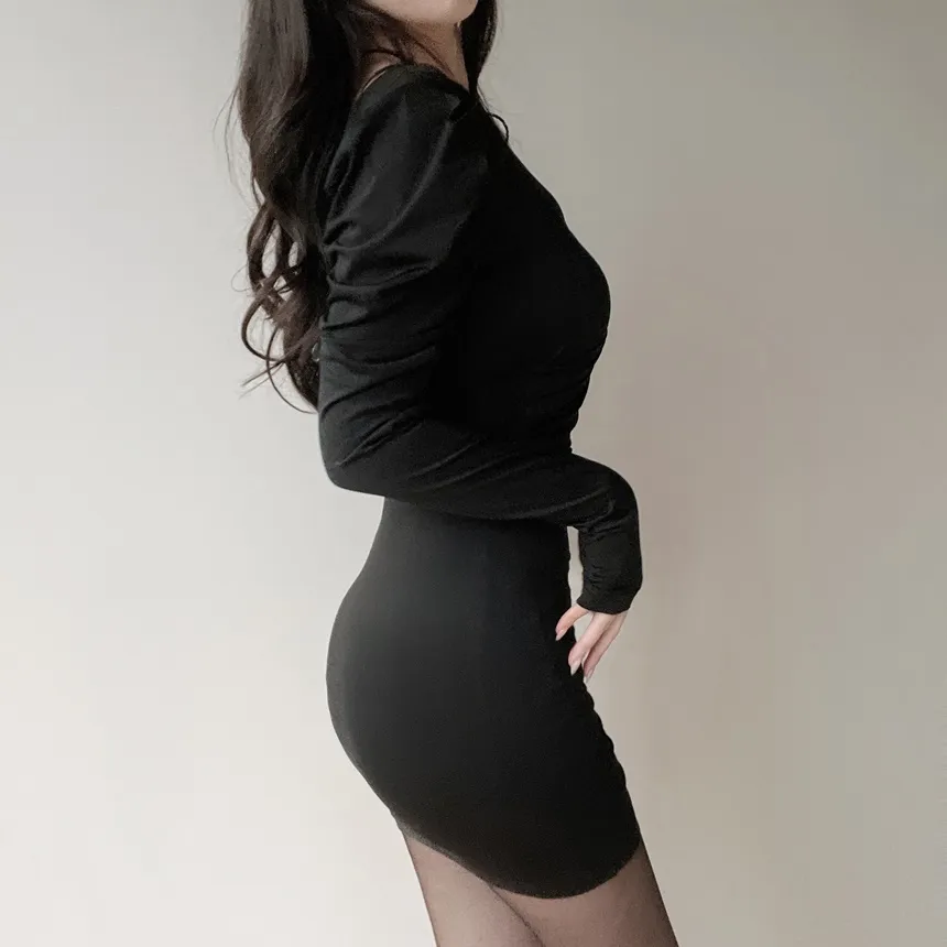 ストレッチシャーリングパフスリーブVネックミニワンピース | mirangmirang | 詳細画像6