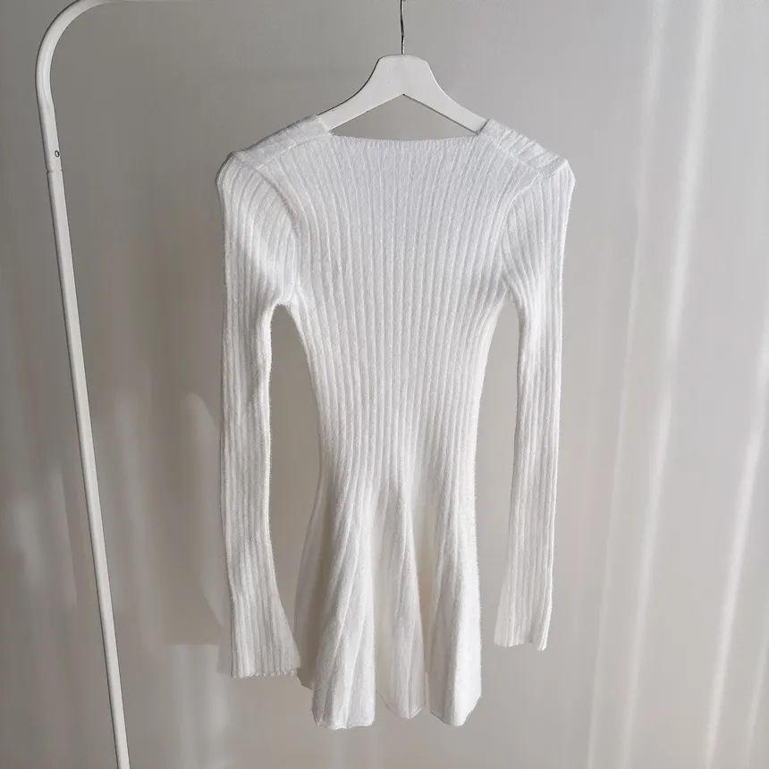 ニットフレアリボンVネックミニワンピース | mirangmirang | 詳細画像13