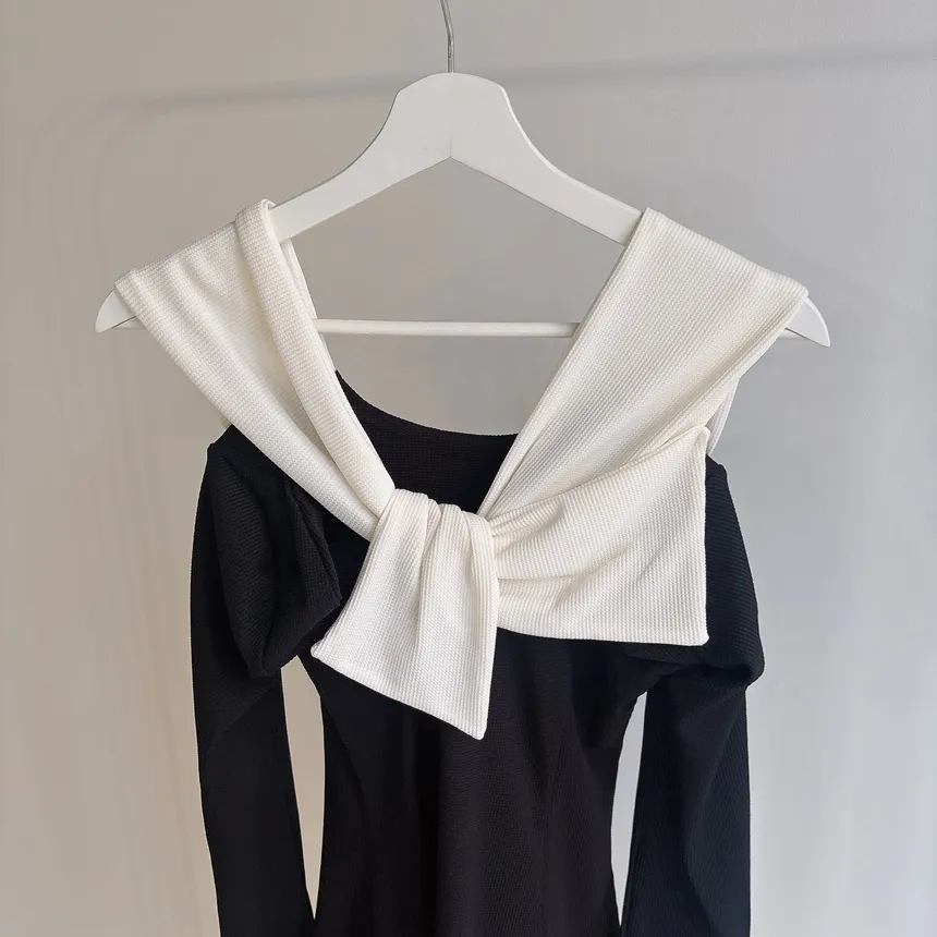 オフショルダーミニ配色ワンピース | mirangmirang | 詳細画像10