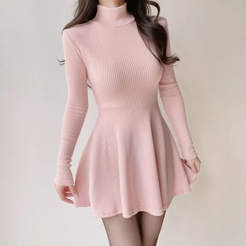 リブフレアタートルネックミニワンピース | mirangmirang | 詳細画像6