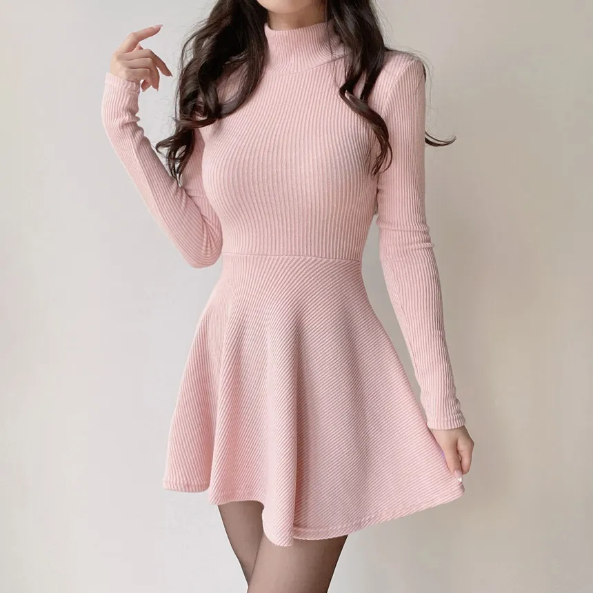 リブフレアタートルネックミニワンピース | mirangmirang | 詳細画像7