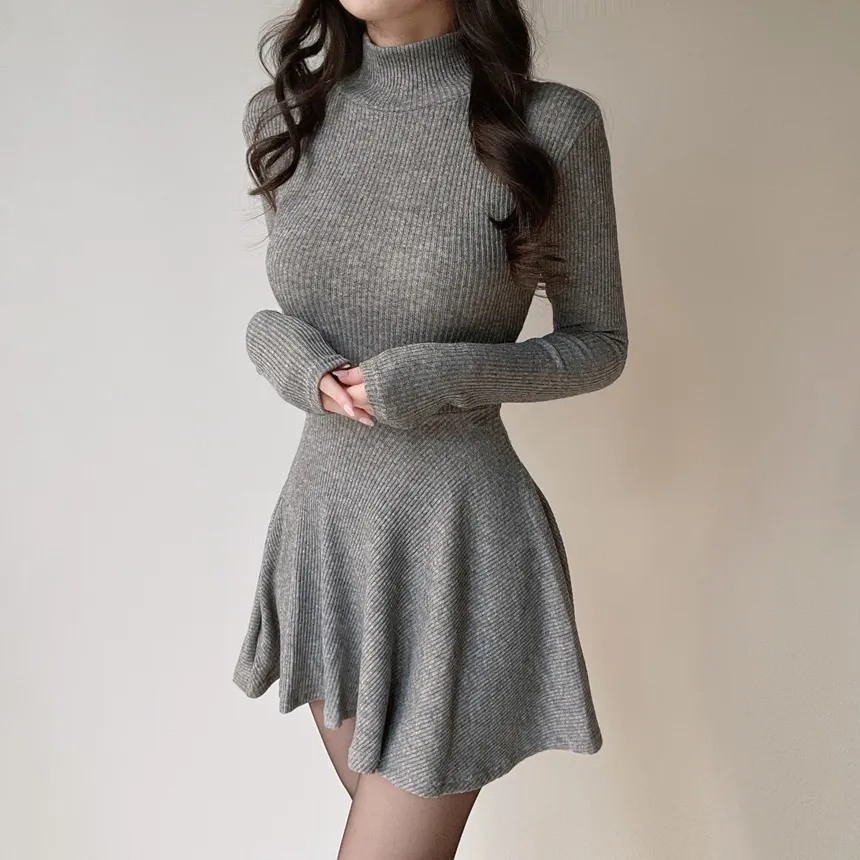 リブフレアタートルネックミニワンピース | mirangmirang | 詳細画像9