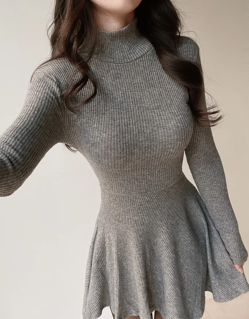 リブフレアタートルネックミニワンピース | mirangmirang | 詳細画像11