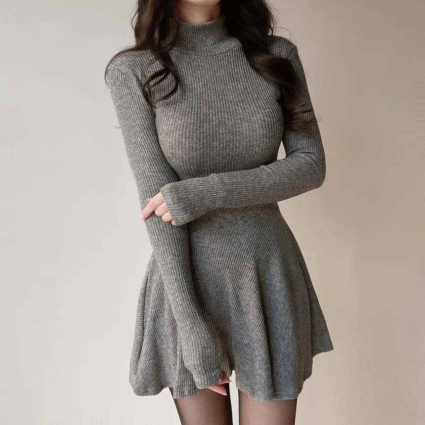 リブフレアタートルネックミニワンピース | mirangmirang | 詳細画像12