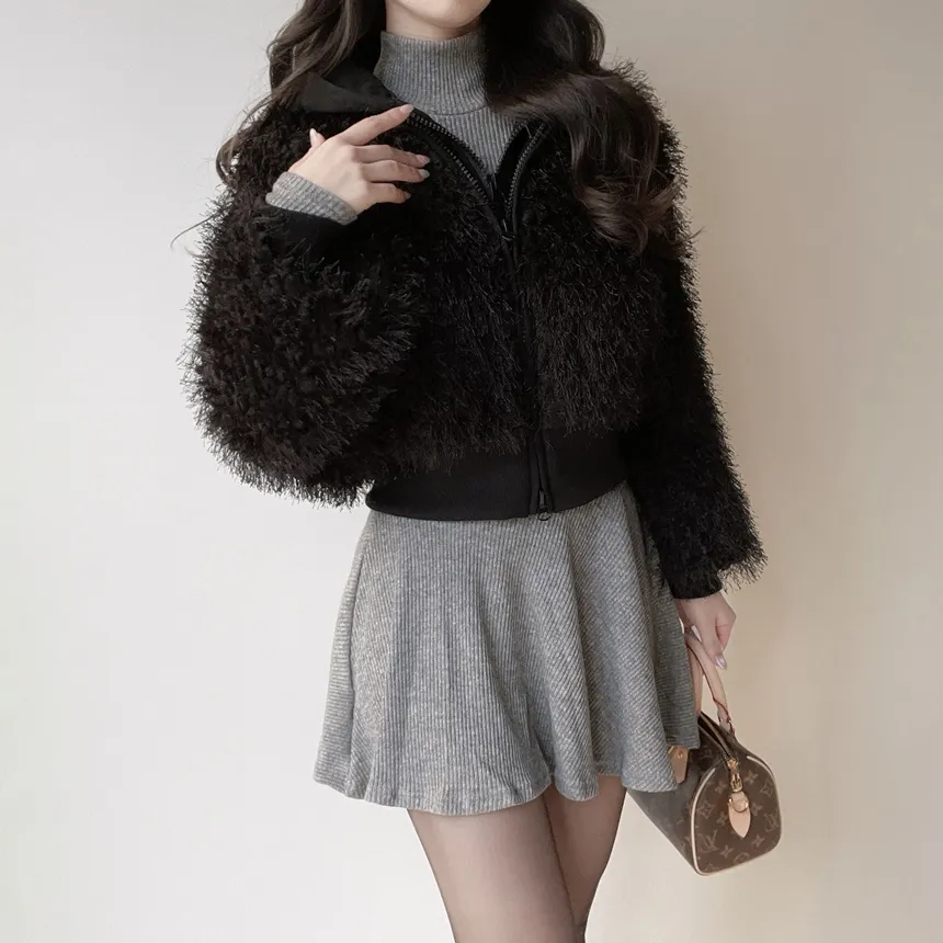 リブフレアタートルネックミニワンピース | mirangmirang | 詳細画像17