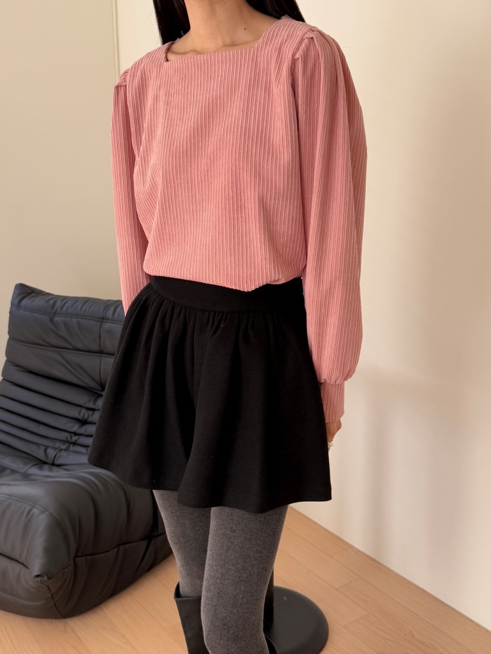 コーデュロイスクエアネックピンタックパフスリーブカラーブラウス | 詳細画像16