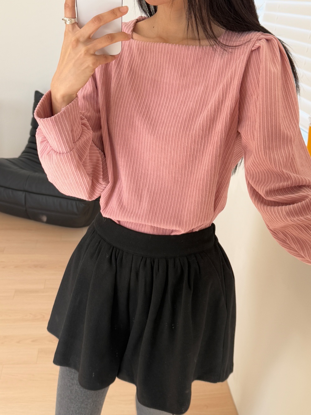 コーデュロイスクエアネックピンタックパフスリーブカラーブラウス | 詳細画像19