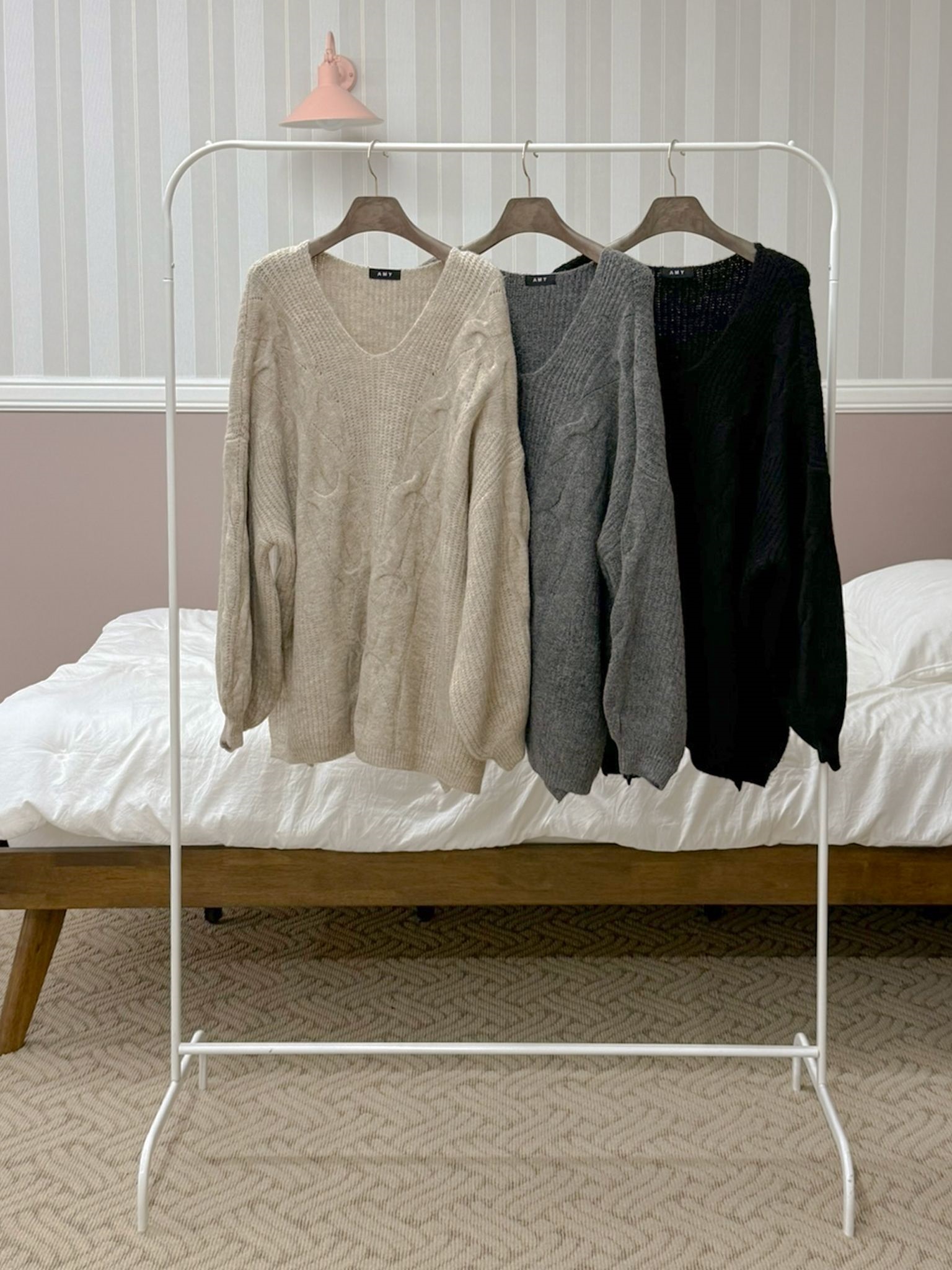 VネックスリットウエストゴムオーバーサイズHライン(ロング丈)スカートニット | 詳細画像17