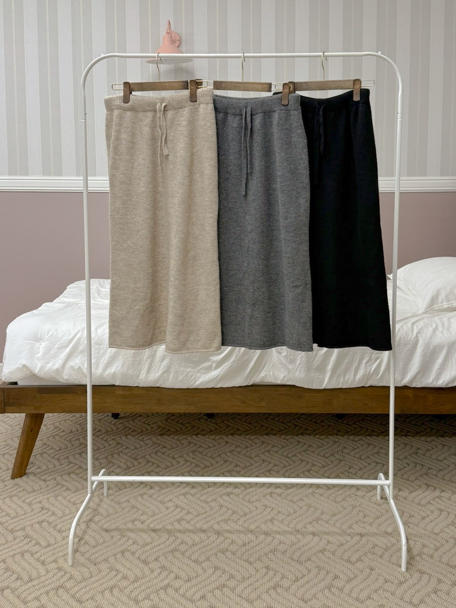 VネックスリットウエストゴムオーバーサイズHライン(ロング丈)スカートニット | 詳細画像18