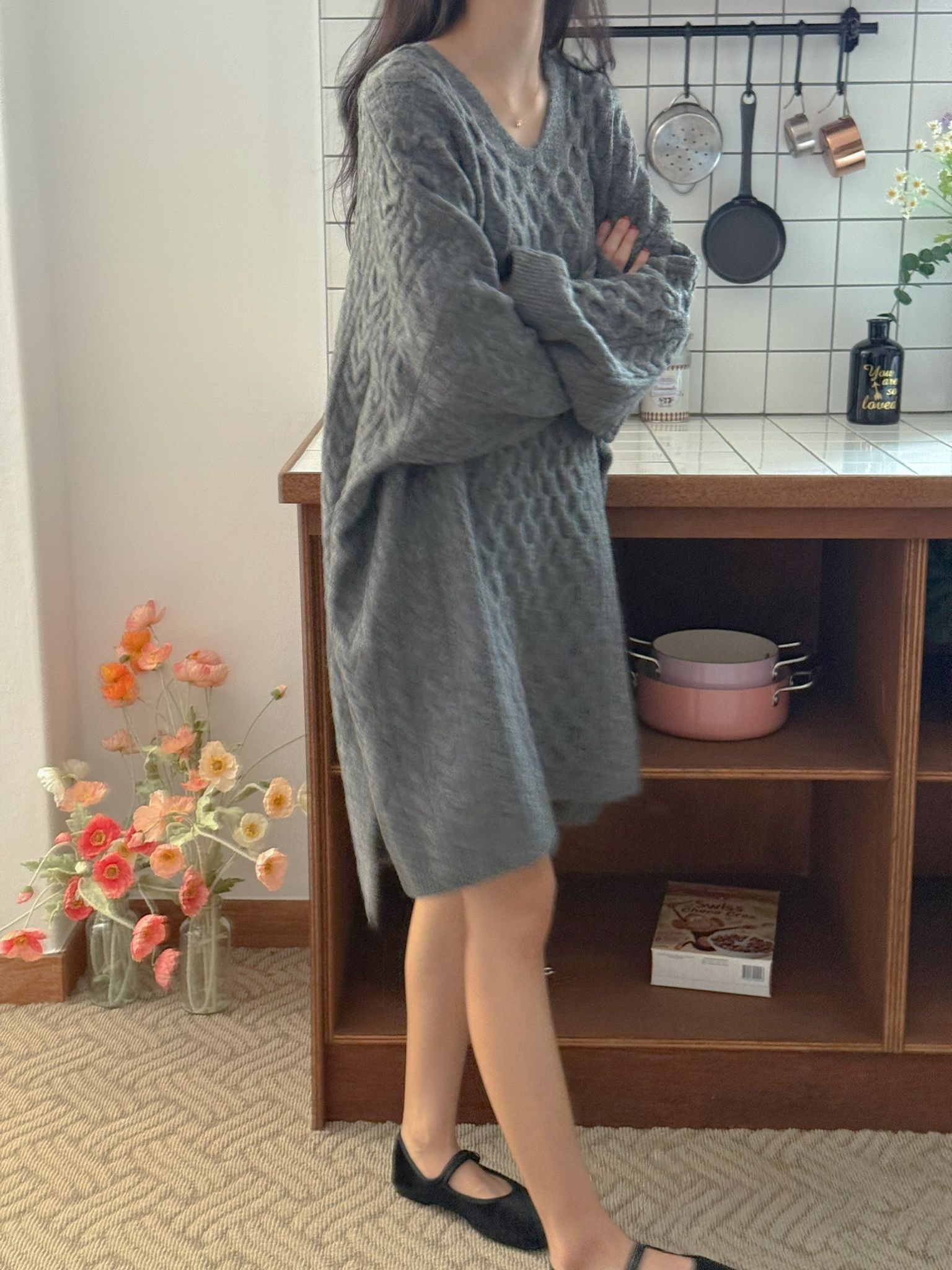 Vネックスリットミニケーブルワンピース | 詳細画像4