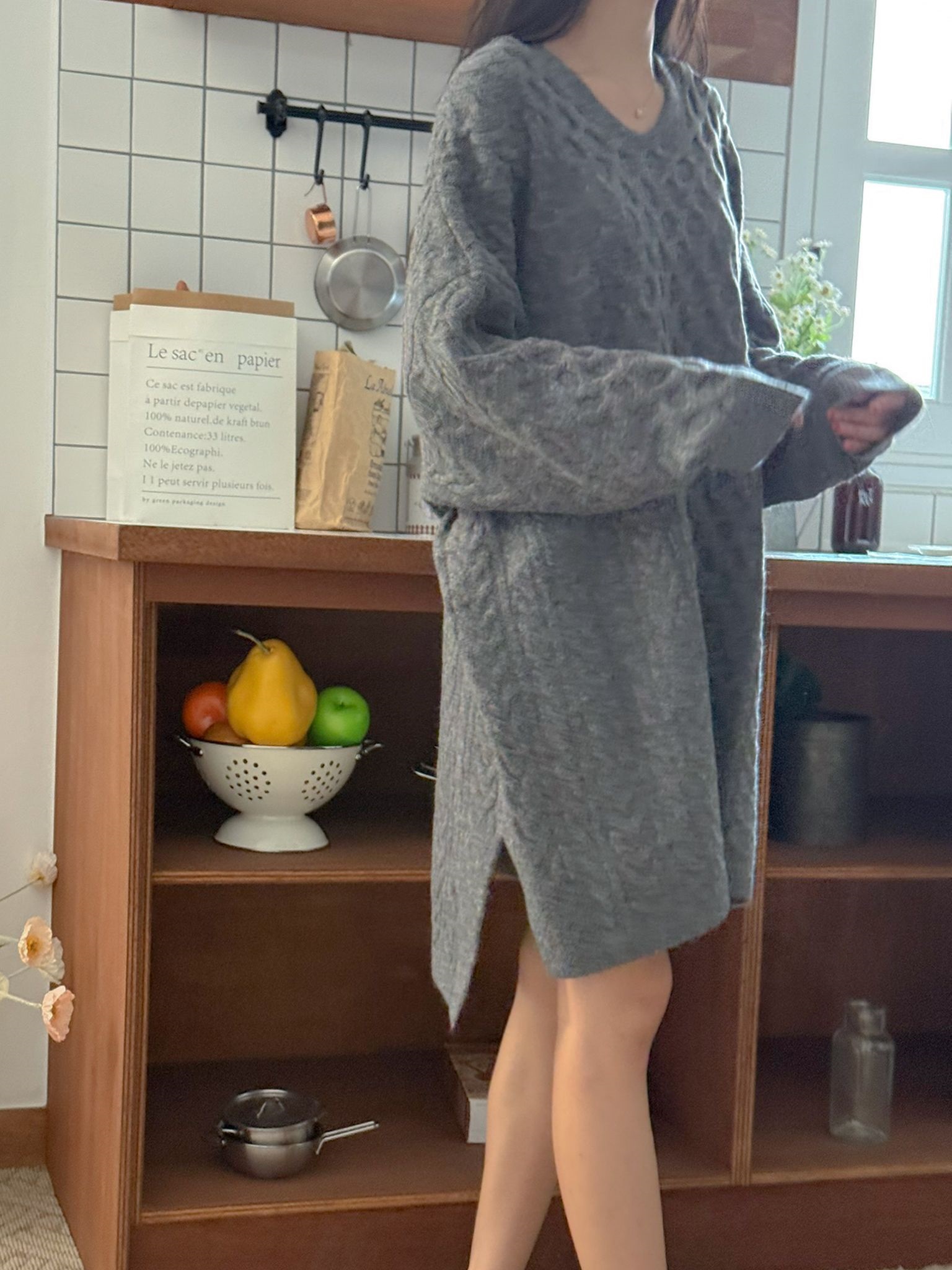 Vネックスリットミニケーブルワンピース | 詳細画像5