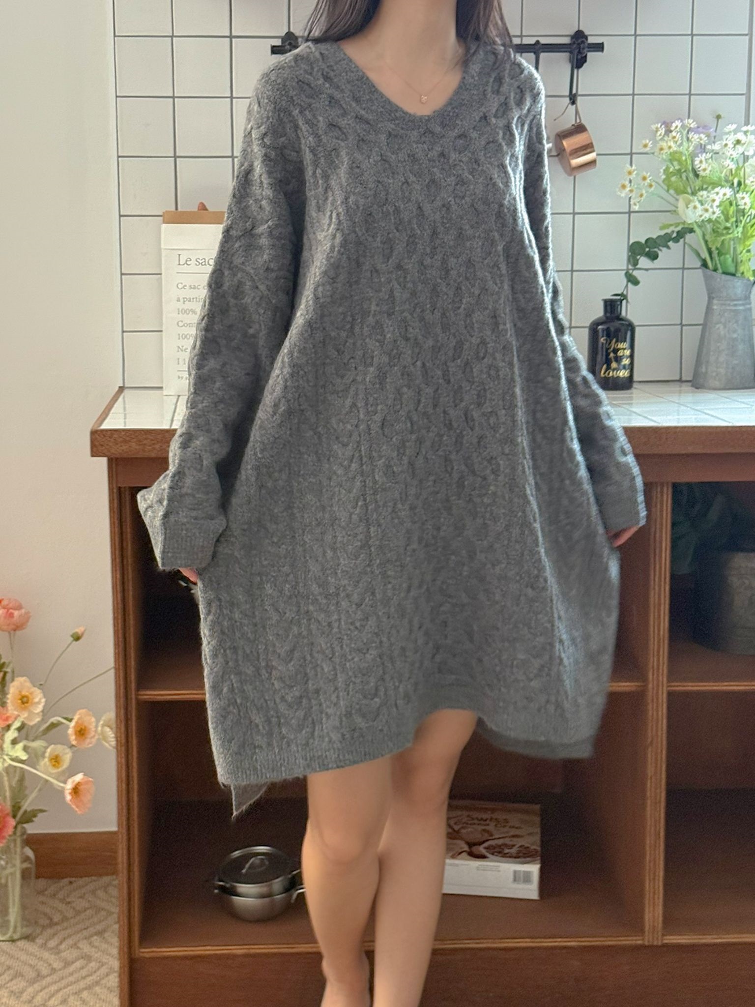 Vネックスリットミニケーブルワンピース | 詳細画像6